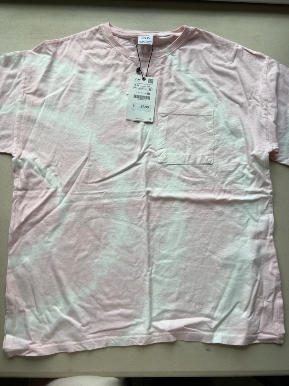 Zara Girls Pale Pink Short Sleeve Pocket Tee